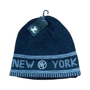 New York NY Knit Beanie Hat Black Gray Embroidered Winter Warm NEW‎